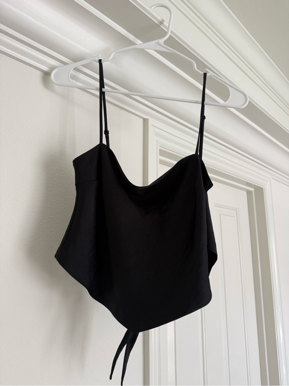 Sunday Best Black Draped Cami with Adjustable Spaghetti Straps